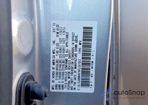 2015 Honda Cr-V Exl z USA, uszkodzony, nr VIN 5J6RM4H78FL057553